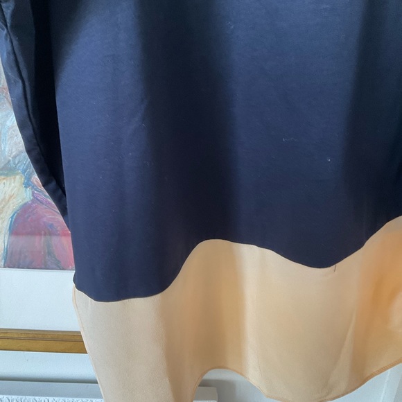 COS WOVEN SILK  Blouse Top T shirt Large navy yellow *works as maternity top* - Picture 6 of 7